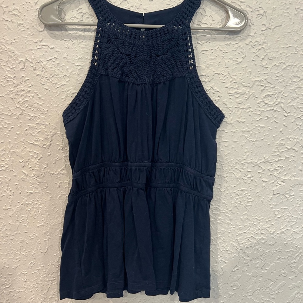 Maurices Navy Sleeveless Crochet Blouse